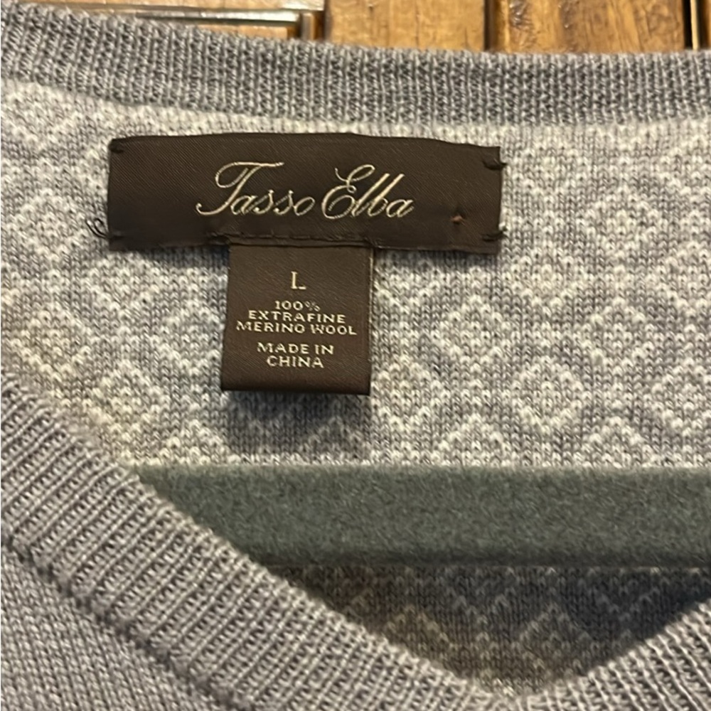 Tasso Elba Light Gray Merino Wool Sweater
